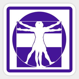 Vitruvian Man - Original Logo Banner Sigil - Light Design for Dark Backgrounds Sticker